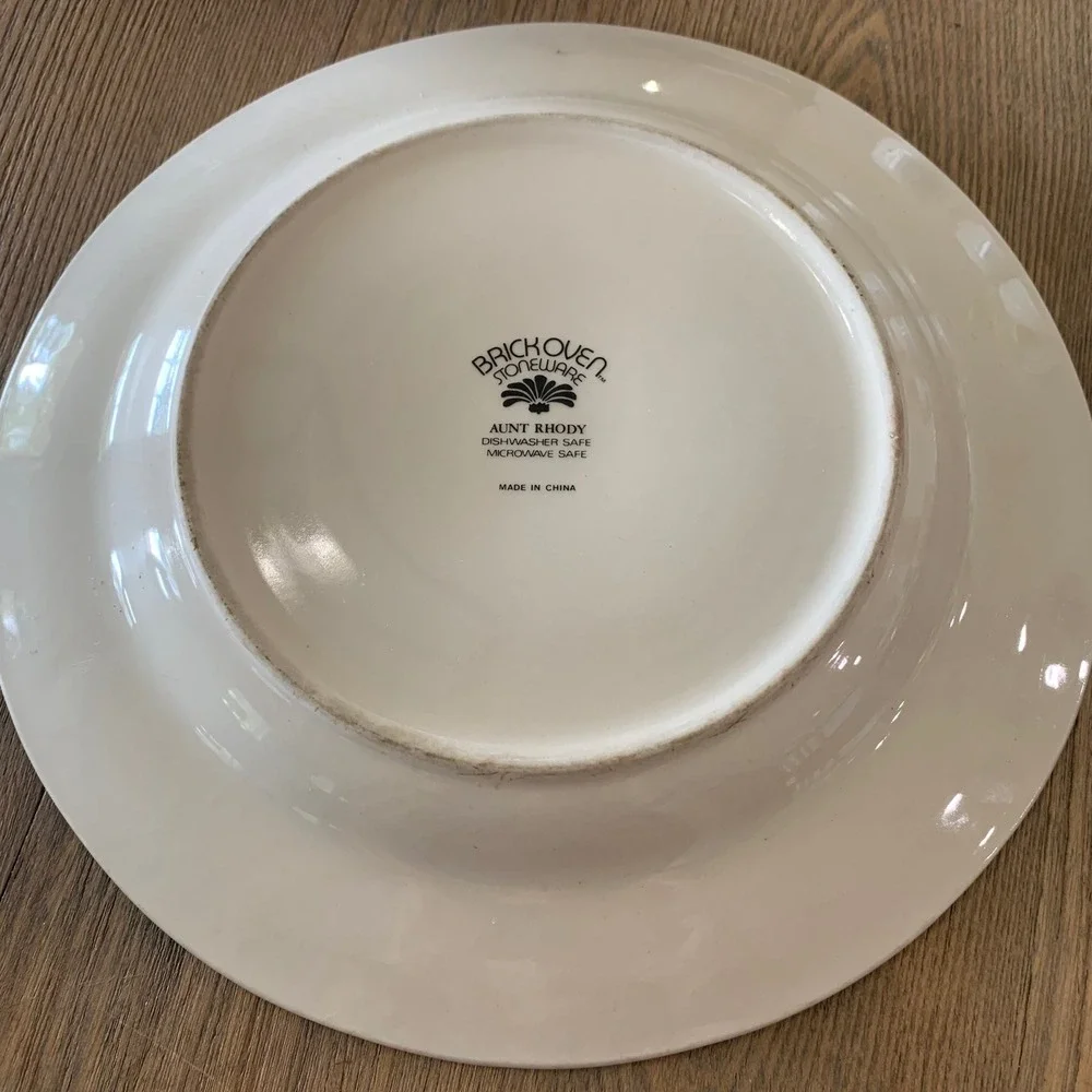 Brick Oven Stoneware Aunt Rhody Goose Dinner Plates Set of 4 Scalloped 10.25